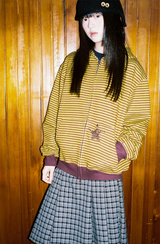 Twister Star Pocket Stripe Hoodie Zip-up - Mustard  