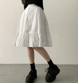 Midu Back Banding Pin Tuck Shirring A-Line Midi Skirt