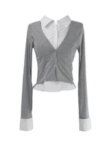 basic shirt layered cardigan (2color)