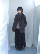 highneck puffy fur jacket