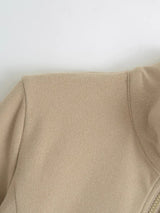 Velvet Collar Slim Round Zip-Up