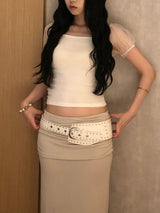 Jelly Shirring Long Skirt