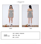 rirri 2025 Spring-Summer New Arrival Textured 100% Cotton Floral Dress - Adjustable Off-Shoulder Neckline & Waist Tie Detail