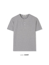 [1+1] Ribbed Muscle Henley Neck