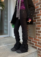 WARM SHIRRING BOOTS CUT PANTS