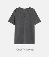 No.1299 H hook henly neck half T (4color)