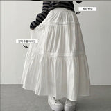 Leaf Waist Banding Line Flare Shirling Kang Kang Long Skirt