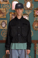 POCKET ARGYLE SHORT JACKET / BLACK