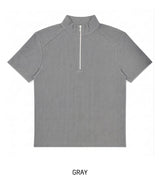 Ziden Half Zip-Up Ribbed Short-Sleeve T-Shirt