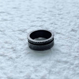 Oxidized Engraved Wide Ring