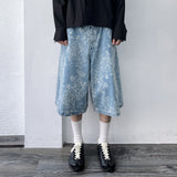 Snowwashed Leopard Wide Denim Culottes