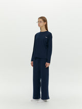 (Unisex) エッセンシャルストレッチフィットロングスリーブパジャマセット　ネイビー