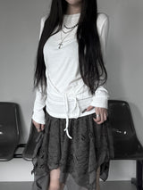 slim wrap shirring strap T (2color)