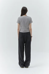 KIRSH PLAIN CHERRY SEMI CROP T-SHIRT - GRAY  