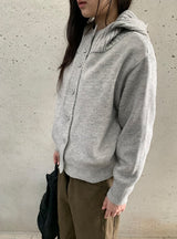 ミロハイネックフードウールニットカーディガン