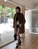 wool high-neck toggle half coat