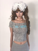 レオパードオフショルダーT (White)