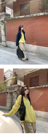Easy V-neck loose fit V-neck knitwear