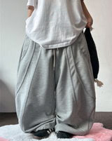 コリアン/ハイクオリティ🤍🩶 アウラリベットセミバルーンワイドロングパンツ 🩶🤎🖤🤍 - 4カラーズ