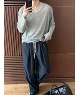 [Unisex] Linen stripe banding pants(2color)
