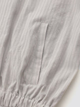 Shirring Zip-up Blouse Jumper_Grey