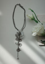 [s.steel] metal flower necklace | 메탈 플라워 드롭 목걸이