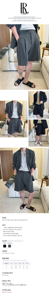 [S/S]ルーズフィットハーフセットアップパンツ(2color)