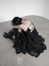 Black Swan Backless Fringe Bustier Top