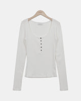 Meiko Ribbed Button Long-Sleeve T-Shirt