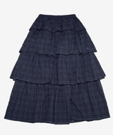 Twister Star Check Tiered Skirt - Navy  