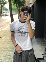 [Shoulder +3cm] Vintage Plain Ringer Short Sleeve T-Shirt