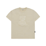 [24SS] BEAR APPLIQUE PIGMENT WASHING SHORT SLEEVE T-SHIRT BEIGE