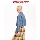 WhyBerry 22AW "バイウィズデニム" ショートシャツジャケット, レトロフリンジデニムシャツ for women