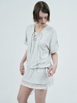 eyelet lace hood op / melange