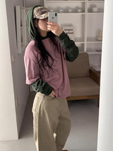 COMBI STRIPE HOOD TEE (3C)