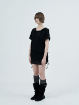 eyelet lace hood op / black