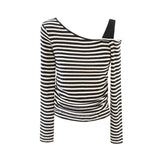 Mono Uneven Stripe Shoulder T-shirt 233503722