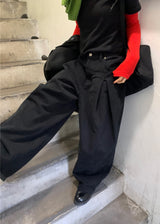  TUCK COTTON WIDE PANTS