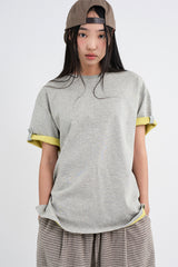 レイヤード ロールアップ Tシャツ