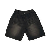 Oil bermuda denim pants