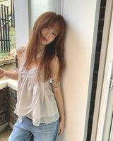 [muffler set] veil chiffon sleeveless