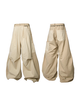 RELABEL Time Element (Condensation) Front And Back Color Blocking, Side Seam, Front Flip, Irregular Pleating, Casual Workwear, Pants