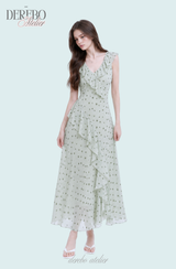 Mint Soufflé Frill Long Dress