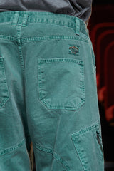 DYED ZIP CARGO PANTS / EMERALD