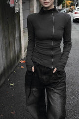 26FW★ OFFSET RIB HIGH NECK ZIP-UP