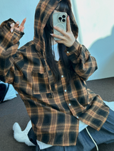 M-3XL✨オーバーフィットボクシーチェックスカート🖤🩶💙✨4カラー