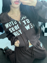 ストリートパッチフーディージップアップ🤎🤍🖤3COLOR