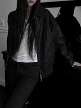 scratch leather collar jacket (unisex)