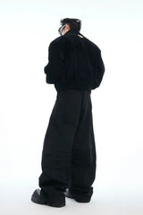 Double-Waist Layered Wide-Leg Trousers