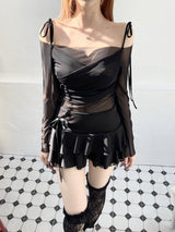 1043. Rena wrap ribbon mesh T